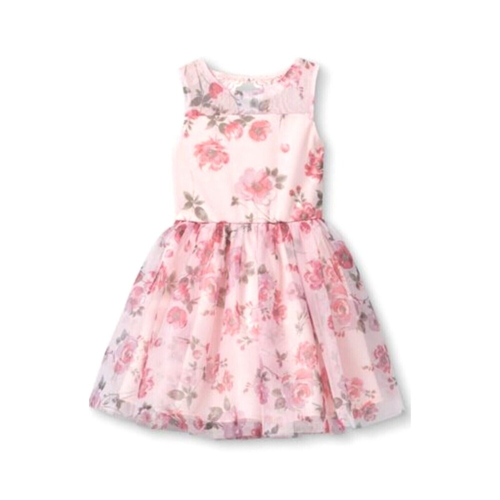 Zenzi Girl's Pink Floral Lace Back Detail Sleeveless Ombre Dress (Size L) ~ NEW